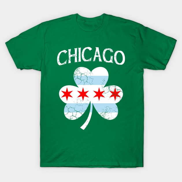 Chicago Irish Flag Shamrock St Patrick's Day T-Shirt by E